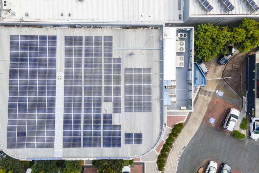 Commercial solar aerial warehouse