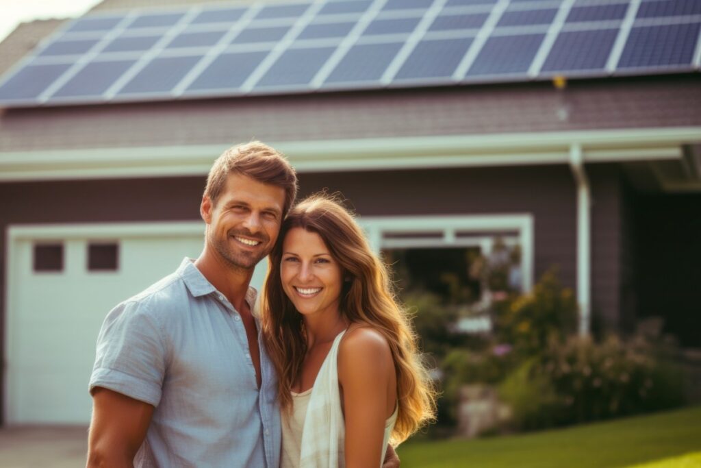 Frederick VA solar installation behind young couple homeowners