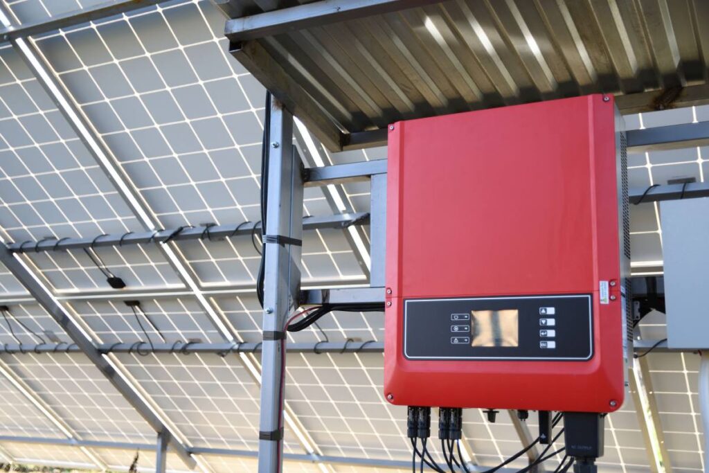 Commercial solar battery behind panels