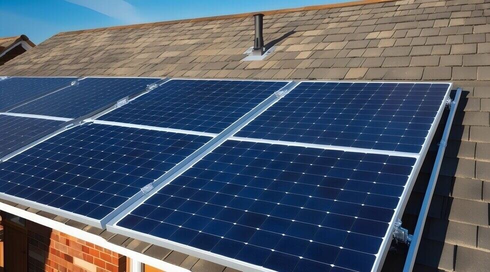 modern residential solar panel installation on tiled roof under clear blue sky in Maryland