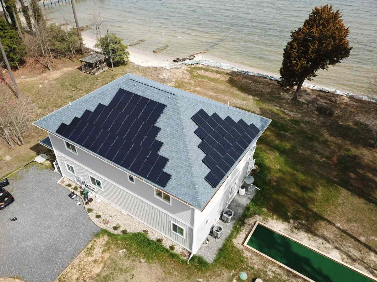 waterfront residential solar installation