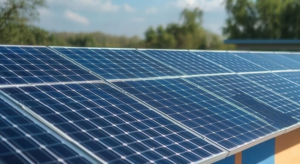 close-up view of solar panel installation on maryland home