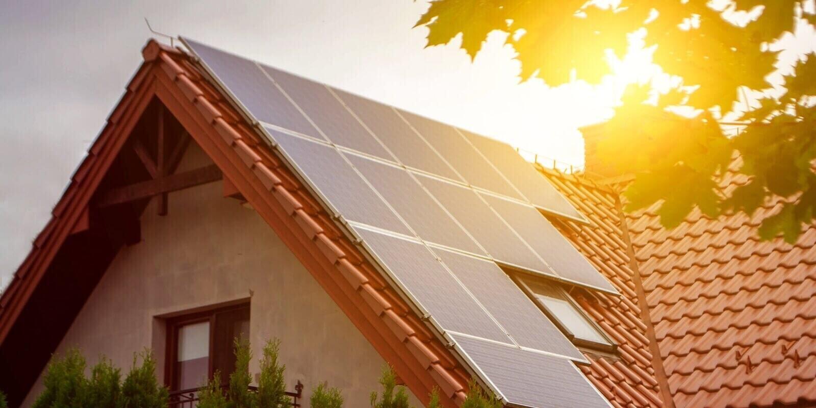 maryland solar installation in front of setting sun