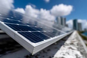 close-up of solar panel on a rooftop