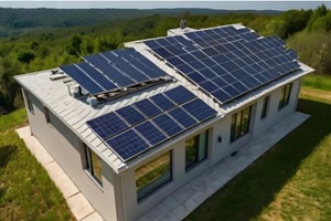 home roof with solar panel installed