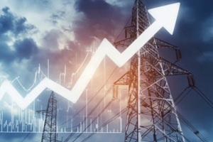 electric grid with growing arrow up graph