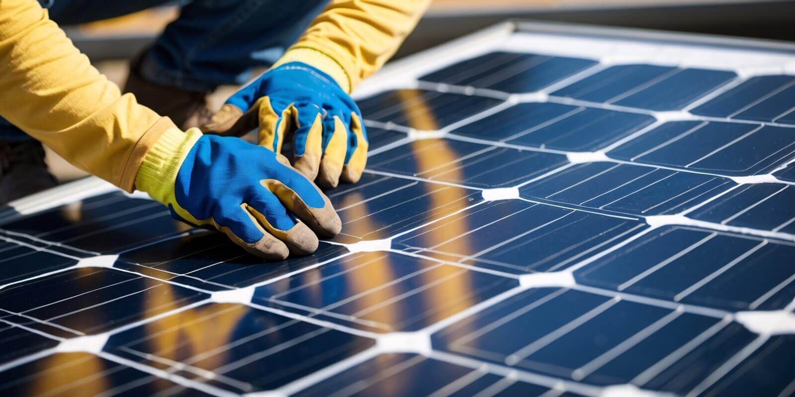 technician handling solar panel installation outdoors