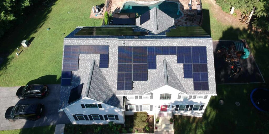 Frederick County MD solar panel installation aerial view
