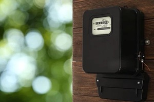 electricity meter on wall outdoors