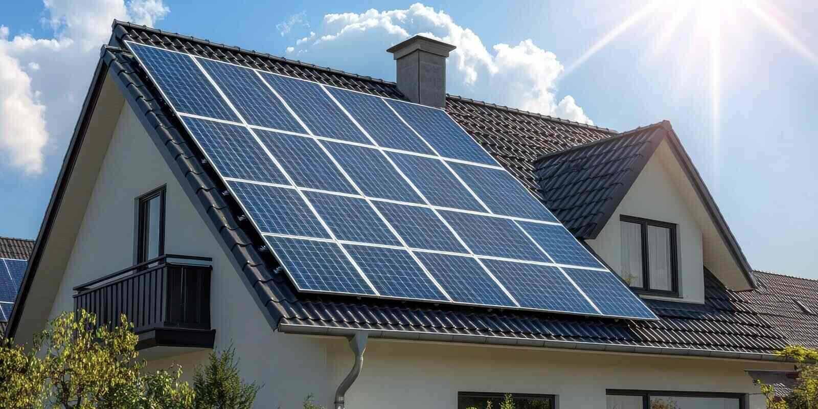 solar energy system with photovoltaic solar cell panels on Maryland house roof