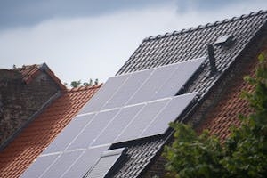 Home Solar Panel Installed on Tile Roof