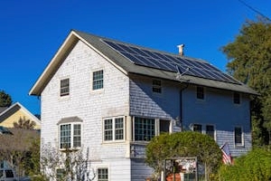 Modern Home with Solar Panels on Rooftop
