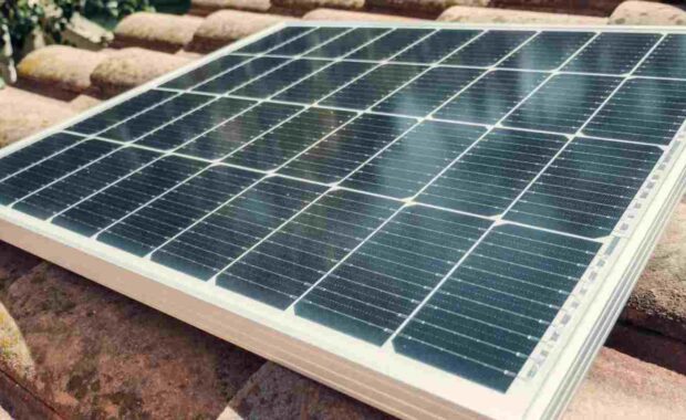 Solar Panel Placed on Roof Tiles