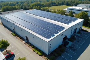 Commercial Building Roof with Solar Panels