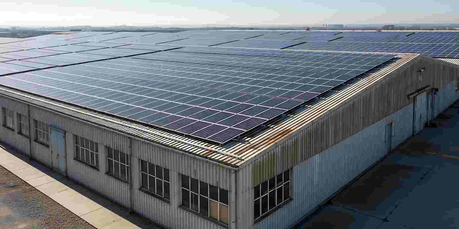 Industrial Rooftop Covered with Solar Panels in Maryland