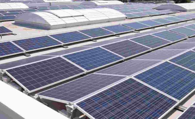 Solar Panels Installed on A Large Roof