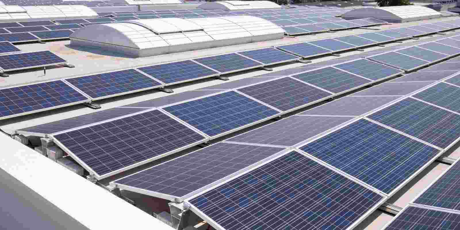 Solar Panels Installed on A Large Roof