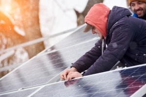 Local Solar Installer Installing Solar Panels in Winter