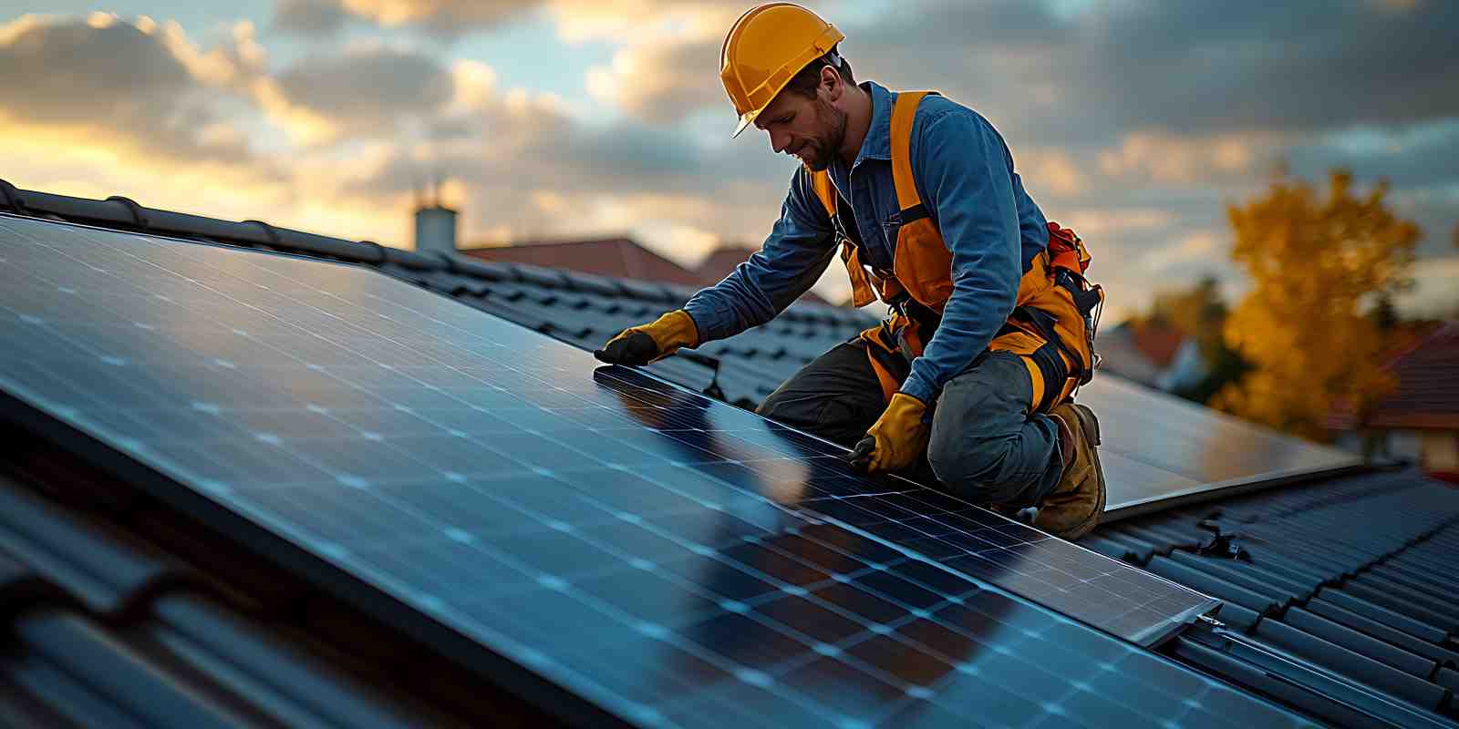 Local Solar Technician Installing Solar Panles on A Rooftop
