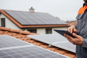 Solar Engineer Doing Roof Assessment for Panel Installation