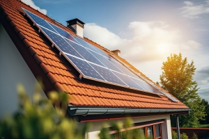 Large Size Solar Panel System Installed on House Rooftop