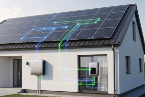 Modern House with Solar Panel Working Blueprint