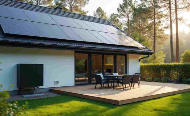Modern Maryland Home with Solar Panels on Rooftop