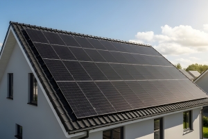Residential Solar Panels on A Maryland House Rooftop