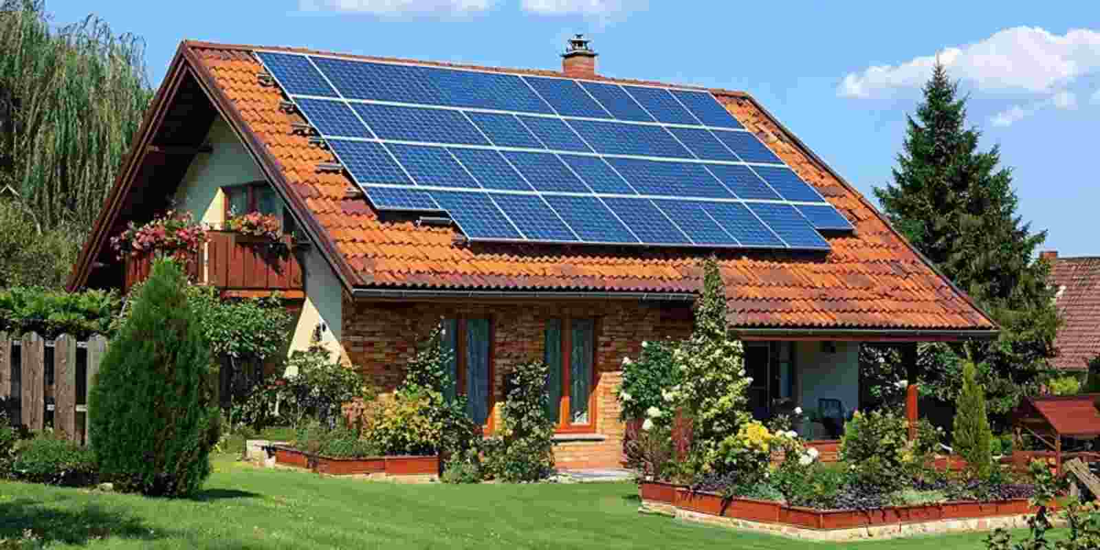 House with Solar Panels on Roof in Maryland