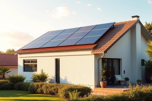 Modern House with Rooftop Solar Panels in Maryland
