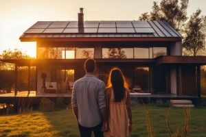 Homeowners Watching Their House with Solar Panels in Maryland