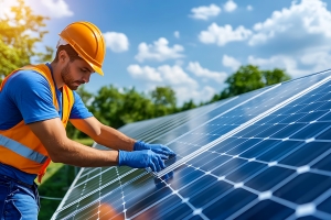 Local Solar Installer Installing Panels on Home Roof