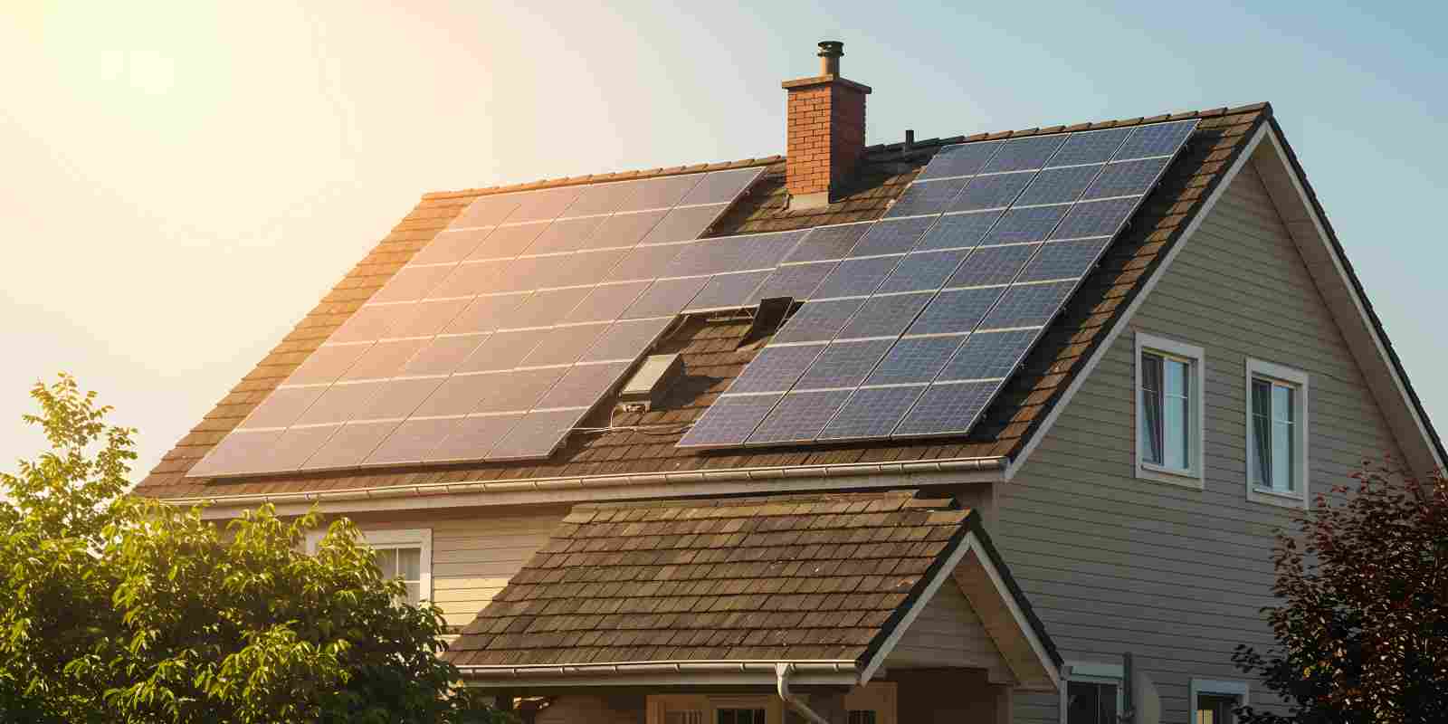 Solar Panels Installed on Gabel Roof of a Home