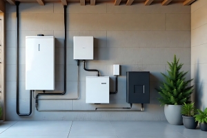Solar Battery Storage System Installed at Home Garage Wall