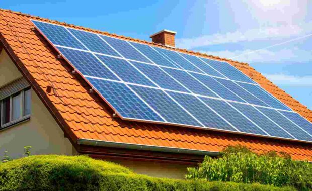 Solar Panels Installed on a House Tiled Roof in Maryland