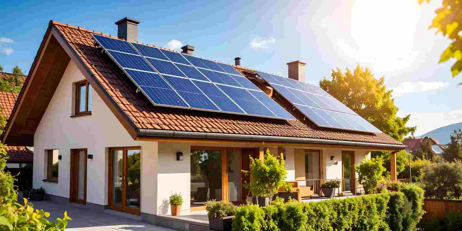 Solar Panels on a Modern Maryland Home with a Red-Tiled Roof