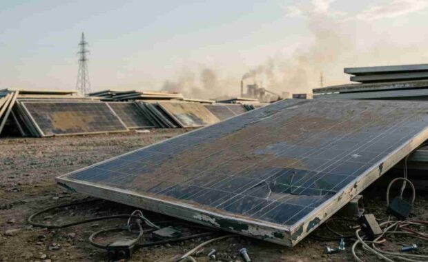 Expired Solar Panel Waste for Recycling at Site