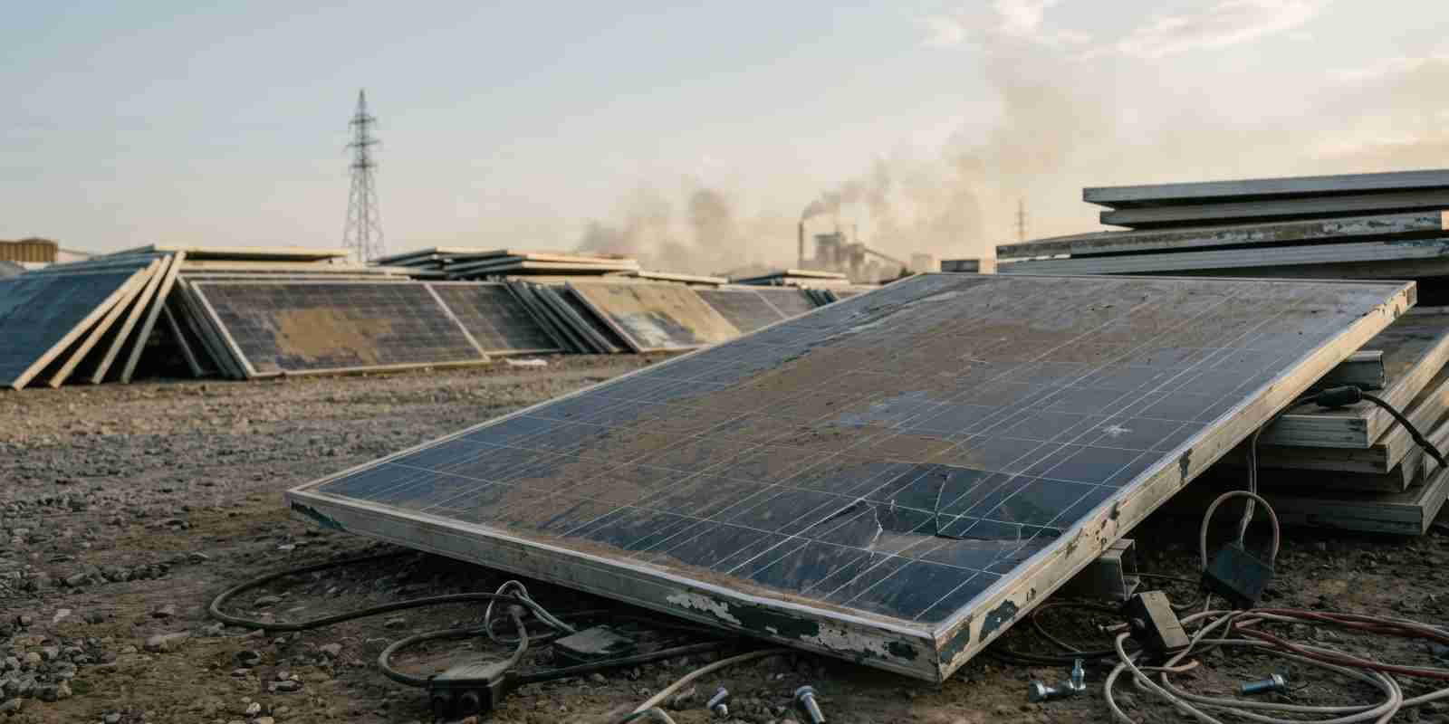 Expired Solar Panel Waste for Recycling at Site